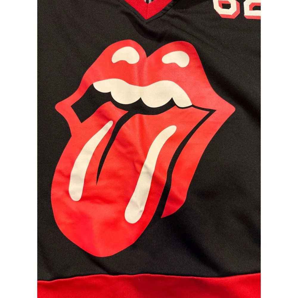 Rolling Stones Hockey Jersey Black Red White Number 62‎ Graphic Mens M 2017 Tour